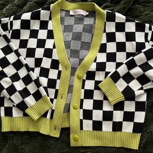 Lisa Says Gah checkered cardigan, size xs
